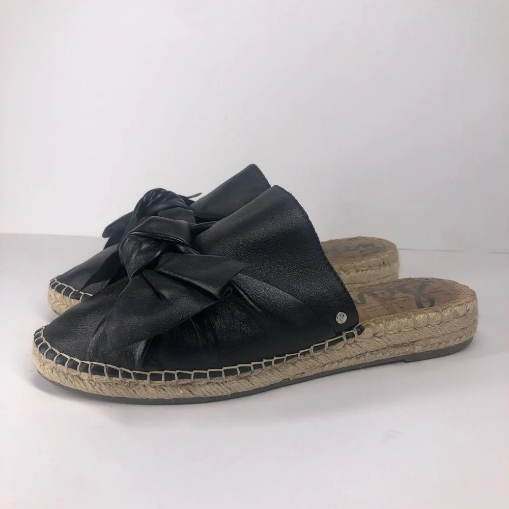 Sam Edelman Leather Black Lynda Bow Espadrille Slip On Shoes Women’s Size 7.5 - Picture 2 of 10